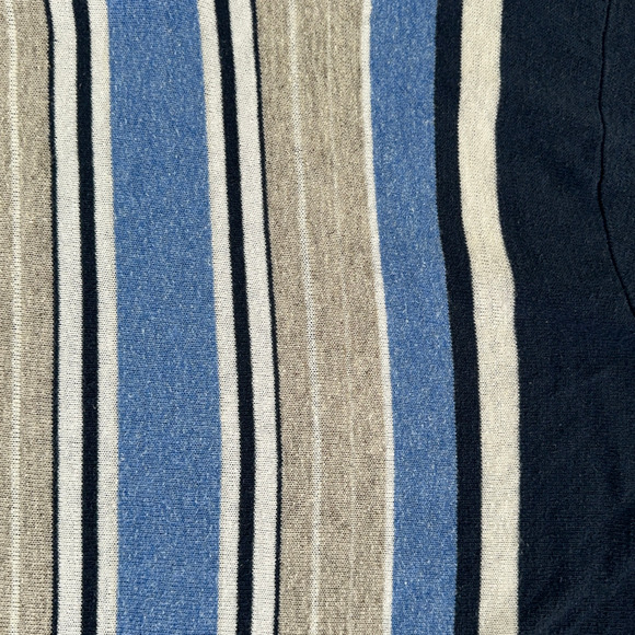 Vintage John Ashford Polo Shirt Adult MEDIUM Blue Brown Stripes Linen Blend 90s - Picture 6 of 8